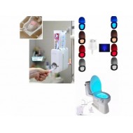 Dozator pasta de dinti + Suport periute + Lampa LED cu senzor pentru WC