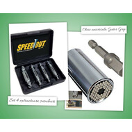 Set 4 extractoare suruburi + Cheie universala Gator Grip